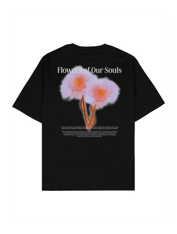 Flowers of Our Souls Oversize Tişört - SİYAH L