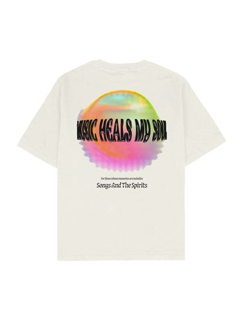 Music Heals My Soul Oversize Tişört - EKRU M
