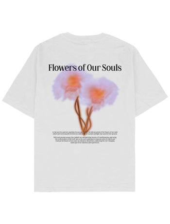 Flowers of Our Souls Oversize Tişört - BEYAZ L
