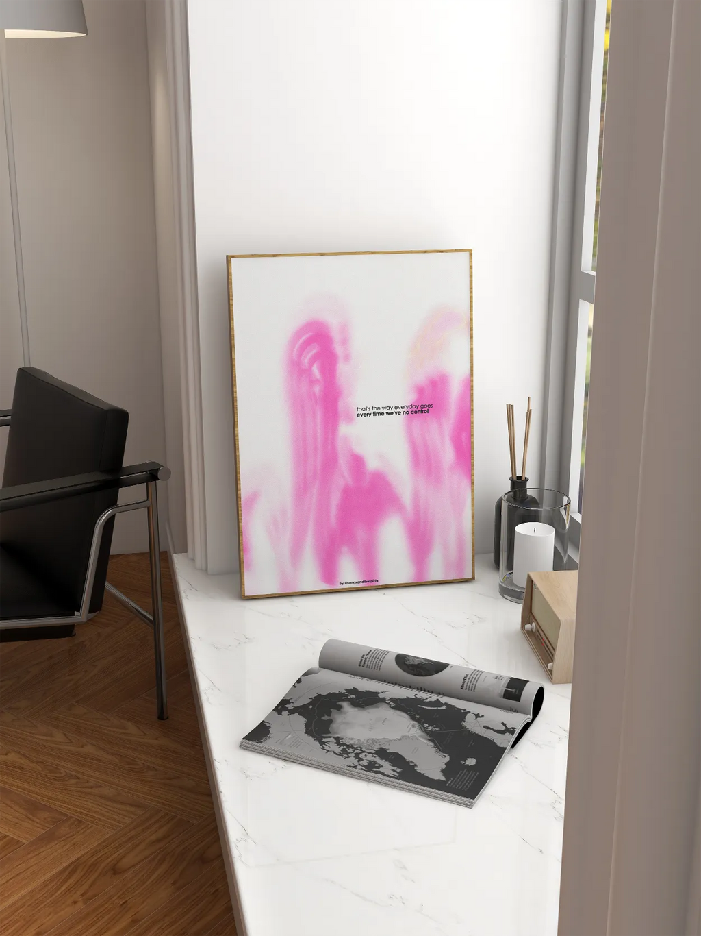 Pink and White Poster